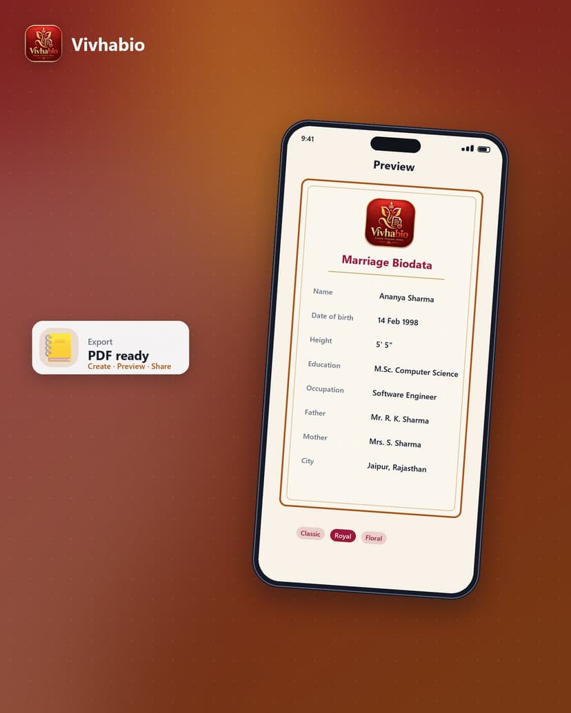 Vivhabio: Marriage Biodata Maker