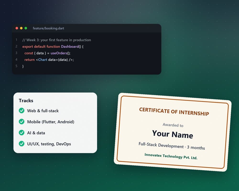 An intern's code, chosen tracks and certificate of internship